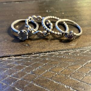 Pandora Silver Ring Set x4